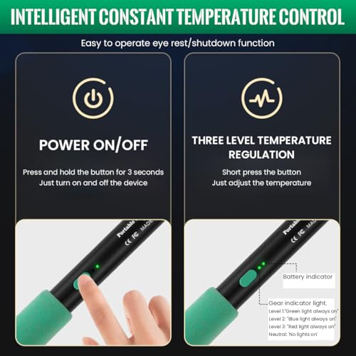 Image of Serplex Cordless Soldering Iron Kit with Toolbox 5V 15W Soldering Pen Adjustable 260-450C Temp, 8s Rapid Heat-up, 650mAh USB Cordless Welding Kit Including 3 Replaceable Tips