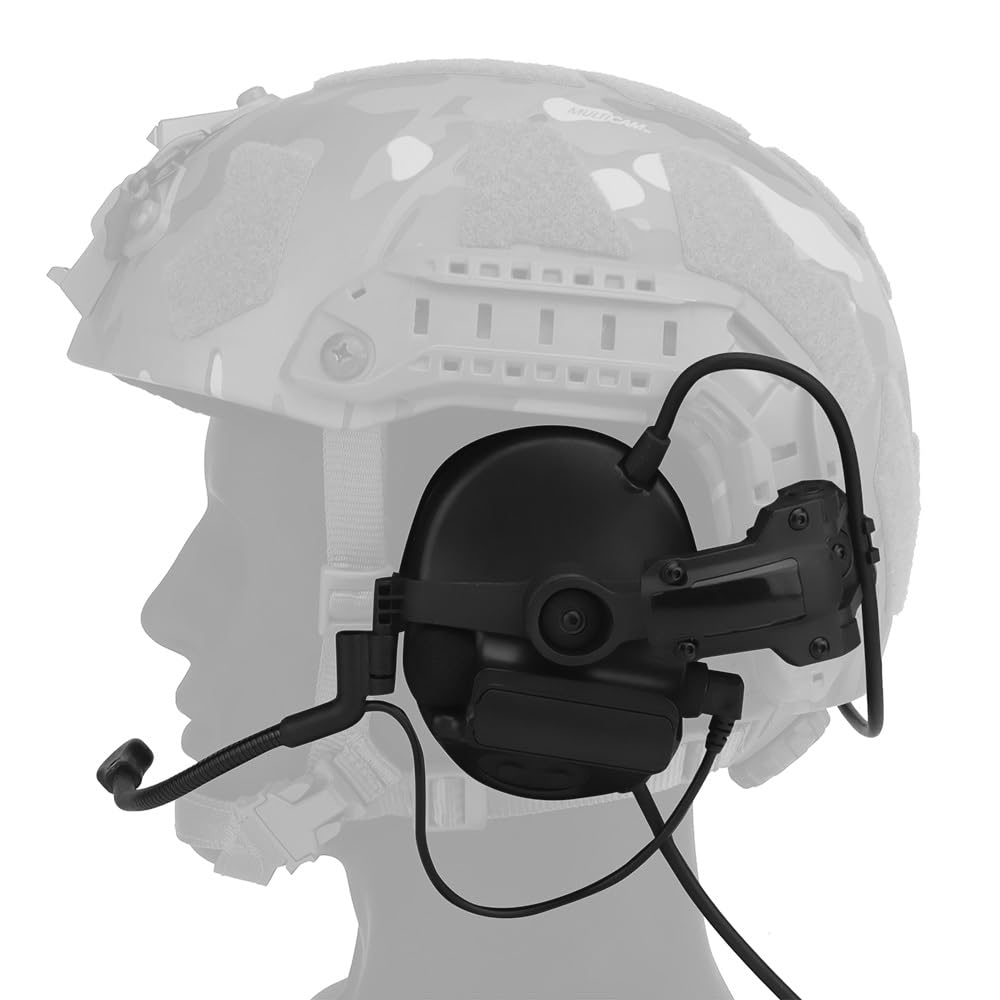 C5 Cuffia tattica Casco da indossare con riduzione del rumore Caccia Tiro Protezione for le orecchie Cuffia Airsoft Paraorecchie con adattatore for binario(BK)