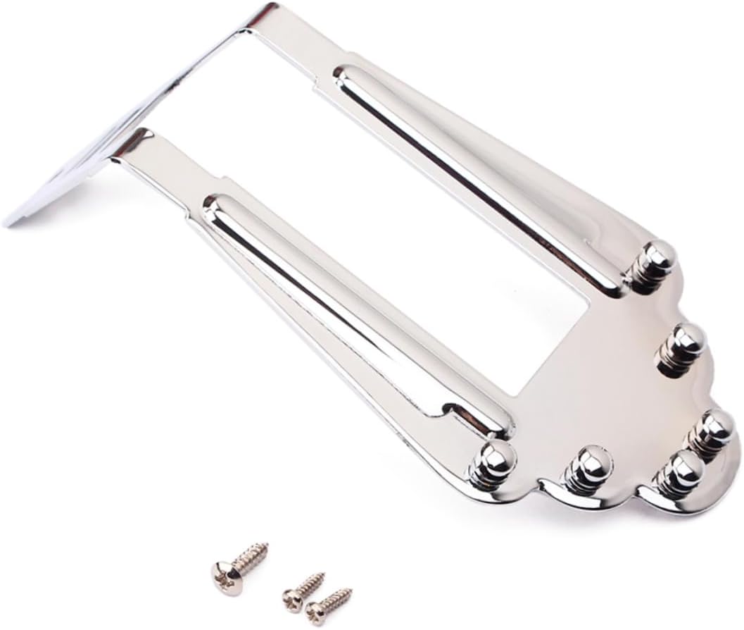 6 String Vintage String Silver Guitar Tailpiece with Mounting Screws Bridge for Jazz Electric Guitar Compatible with Acoustic Folk Models