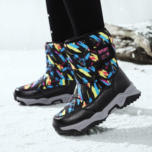 IWIHMIV Non-Slip Snow Boots for Boys Girls Waterproof Plush Cotton Snow Boots Outdoor Warm Winter Shoes for Girls2