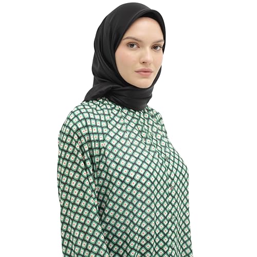 Luxury Hijab Scarf for Women - Lightweight, Durable, Wrinkle-Resistant, Soft & Breathable Polyester Fabric Black2