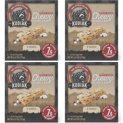 Kodiak Cakes Protein Chewy Granola Bar, S'mores, (Pack of 4