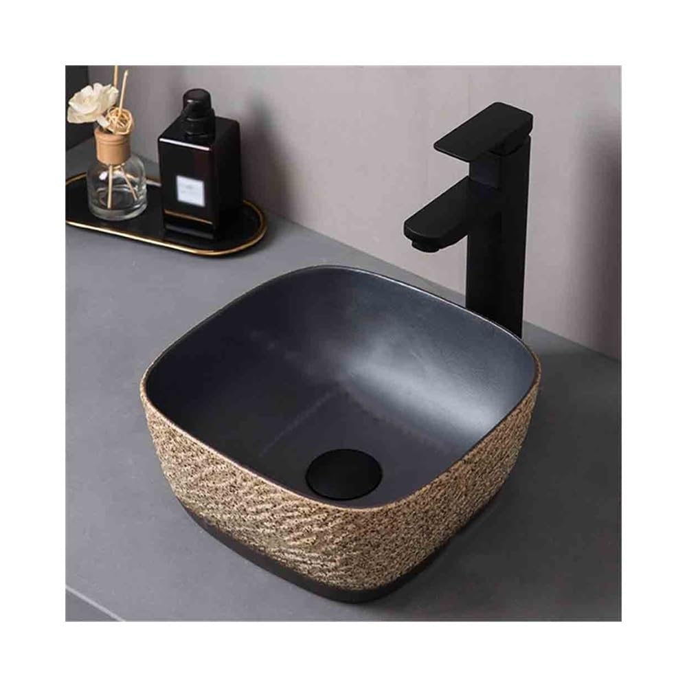 Sink Bowl Small Countertop Basin Square Washbasin Household Bathroom with Accessories Art Basin