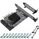 BEYIMEI PCIE 4X SATA Karte 10 Port , PCI Express SATA Controller Erweiterungskarte , 6 Gbps SATA 3.0 PCIe Karte ohne Raid, Boot als Systemfestplatte, Unterstützung für HDD oder SSD