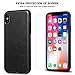 TENDLIN Compatible with iPhone Xs Case/iPhone X Case Premium Leather Outside and Flexible TPU Silicone Hybrid Slim Case (Black)