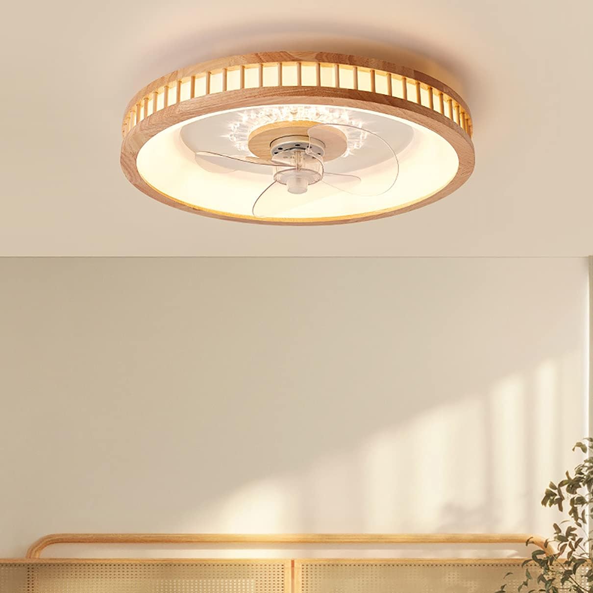 YUEGOO Ceiling Fan with Light and Remote Control 3 Speeds Bedroom Led Dimmablearon Fan Ceiling Light Modern Living Room Quiet Ceiling Fan Light/B