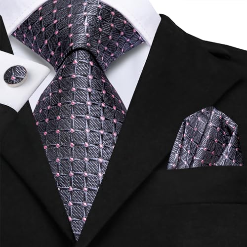 Image of Hi-Tie Mens 70inches Tie Set Extra Long Necktie for Men Cufflinks Handkerchief Big Tall Men Business Wedding