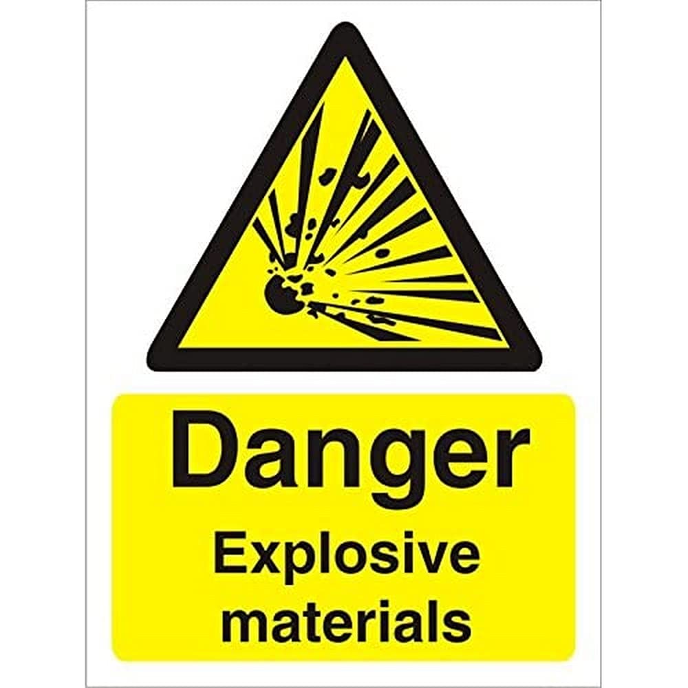 Warning Sign 300x400 1mm Plastic Danger Explosive materials Ref