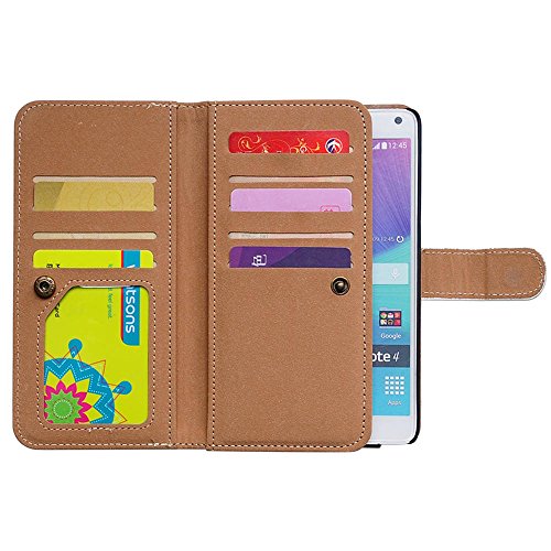 Bcov Bfun Packing Flower Floral Skull Multifunction Wallet Purse With 9 Slots/Money Pocket Leather Case For Samsung Galaxy Note 4 #TOP6