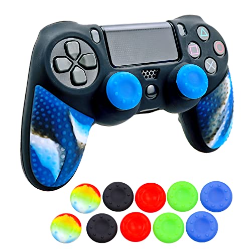 Image of Silicone Skin for Ps4 Controller, 1pc Anti-Slip Shell Cover Case with 10 Joystick Grips for Playsation 4 / Slim /Pro Dualshock 4 Controller Wireless Gamepad(PS4 Controller #6)