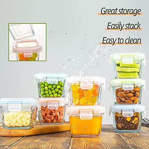 Czumjj 5 Oz Square Glass Food Storage Containers Set Of 24, Small Containers With Locking Lids, Airtight Glass Food Jars For Food Portion, Snacks | Freezer, Microwave & Dishwasher Safe #TOP4