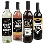 Big Dot of Happiness Psychology Grad - Psychologist Graduation Party Decorations for Women and Men - Wine Bottle Label Stickers - Set of 4