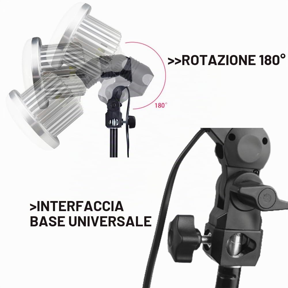 2 X Fotografia Lampada Fotografica Singolo Supporto E27 Attacco Clip Studio EU Spina