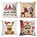 Dosolsollasol 4pcs Fundas Navideñas para Cojines Funda de Almohada de Papá Noel Alce de Algodón de Lino para Hogar Cama Sofá Decorativa Navidad 45x45cm (45x45cm 01)