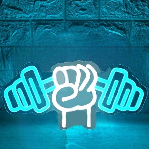 Image of Gym Neon Sign,Dumbbell LED Neon Light for Home Gym Decor,Dimmable led gym lights for Wall Decor,Gym Decor Sports Neon Sign for Workout Room,Men Women Wall Decor Gift,Powerlifting Gifts,13.8x6.3IN