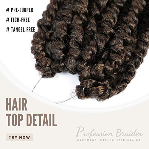 12 Inch Passion Twist Crochet Hair 7 Packs Short Pre-Twisted Crochet Passion Twist Ombre Light Brown Pre-Looped Braids (T30, Ombre Light Brown) #TOP3