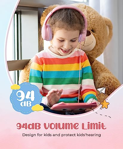 DyBaxa Kids Headphones,Wired On-Ear Foldable Headphones for Kids,Light Pink - image 3