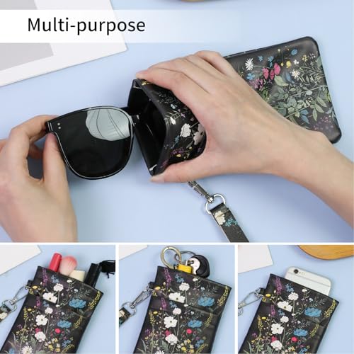 Image of Double Eyeglass Case Soft Dual Glasses Case for Women Men Travel Squeeze Top Sunglasses Cases Eyeglasses Pouch