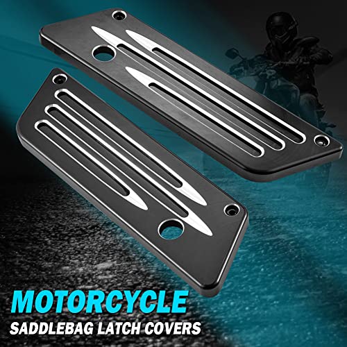 Cubiertas para cierres de alforjas para motocicleta KATUR, cromado negro, CNC, aluminio, compatibles con Harley Davidson Touring Electra Glide Ultra 2014-2017 miniatura 2