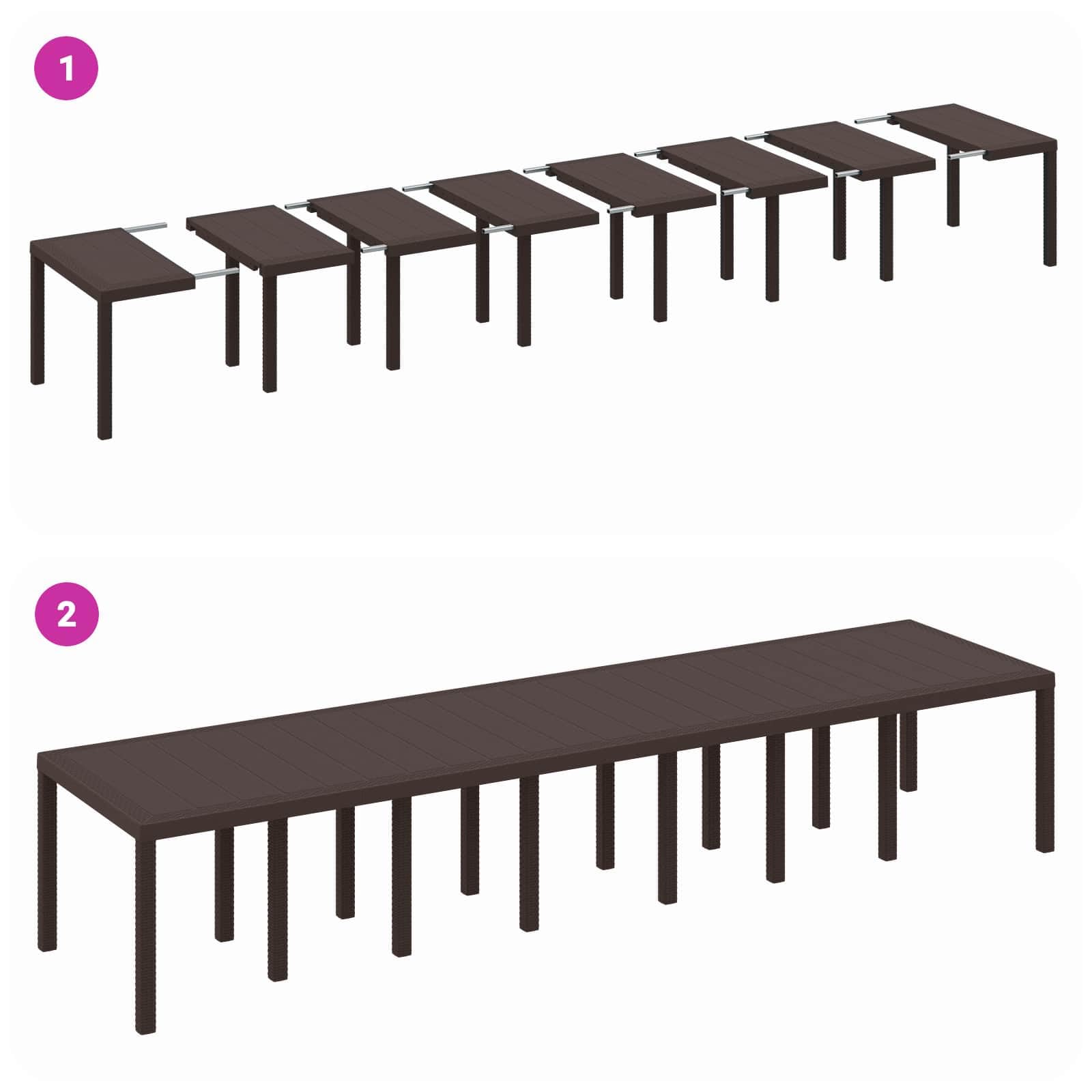 vidaXL Stół Ogrodowy Brązowy 400 x 100 x 73 cm polirattan, Nowoczesny stół ogrodowy, prostokątny, wytrzymały mebel z polirattanu, odporny na warunki atmosferyczne.