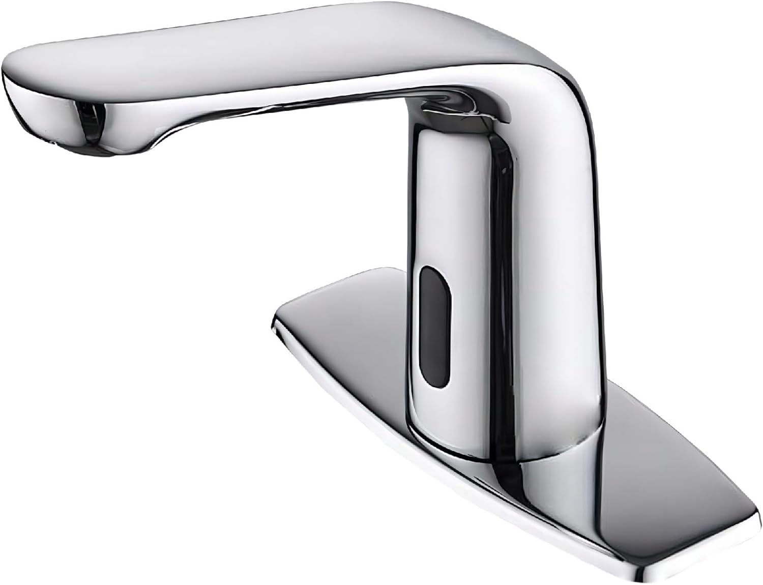Grifo de baño automático sin contacto con placa mezcladora y acabado cromado