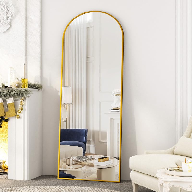 Boromal Bogen Ganzkörperspiegel mit Golden Metallrahmen 150x50cm Ganzkörperspiegel Standspiegel Gold Spiegel Groß Bodenspiegel Ganzkörper Wandspiegel Gold für Schlafzimmer Wohnzimmer Gewerbe, Industrie & Wissenschaft