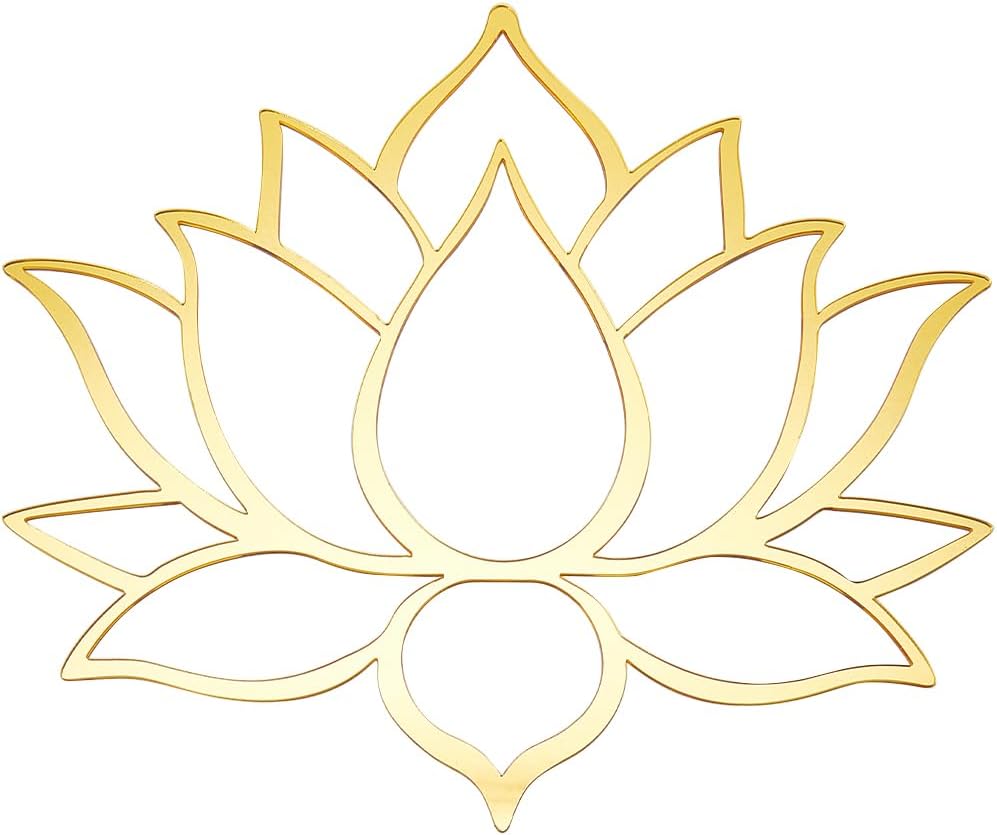 CREATCABIN Mandala Lotus Acrylic Mirror Wall Stickers Flower 3D Mirror Decals Golden Mirror Modern Art Mural Wall Stickers Decor Self-Adhesion Removable for Living Room Bedroom Home 11.5 x10.2Inch