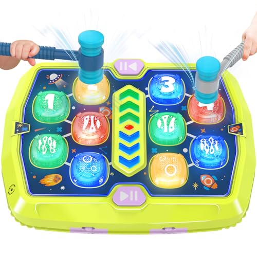 Image of Whack Game Mole Toys for 3 4 5 6 Year Old Boys, Pounding Toys for Age 3-8, 3 Modes & Light Interactive Toddlers Toy with 2 Hammer, Birthday Gifts for Toddler Boy Girl Age 3 4 5 6 7 8 9