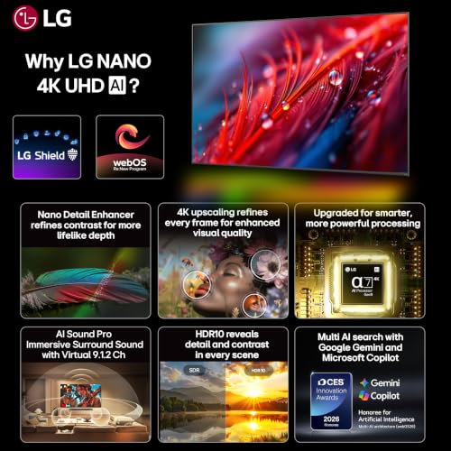 Image of LG 126 cms (50 inches) NU87 AI Series Nano 4K Ultra HD (3840 x 2160) Smart webOS LED TV 50NU870BPLA 2026