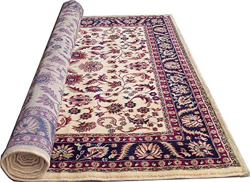 Image of Kashmiri Traditional Woollen Carpet with Advanced 1 Inch Thickness & Classical Look 275x360cm (9x12 Feet) Color Ivory