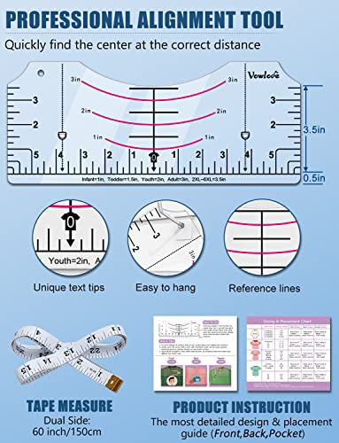 Upgraded Acrylic Tshirt Ruler For Heat Press, T-Shirt Measure Ruler Guide Making Center Graphic Vinyl Embroidery Tee Shirt Rulers Alignment Tool Placement Sublimation Blanks Product Accessories #TOP5