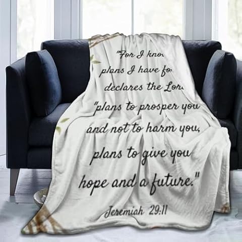 LRMMOTR Ultra-Soft Micro Fleece Blanket Jeremiah 29 11 for I Know The Plans I Have for You Fashion Print All Season Couch Sofa Warm Bed Throw Blanket 60""X50"", Black Cover