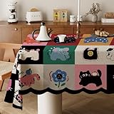 Highdi Mantel Antimanchas Rectangular, Manteles de Tela Mesa Rectangular Lavables Lino Impermeable para Comedor, Interior Cocina y Exterior Jardín (Estampado Bonito 8,60x120cm)