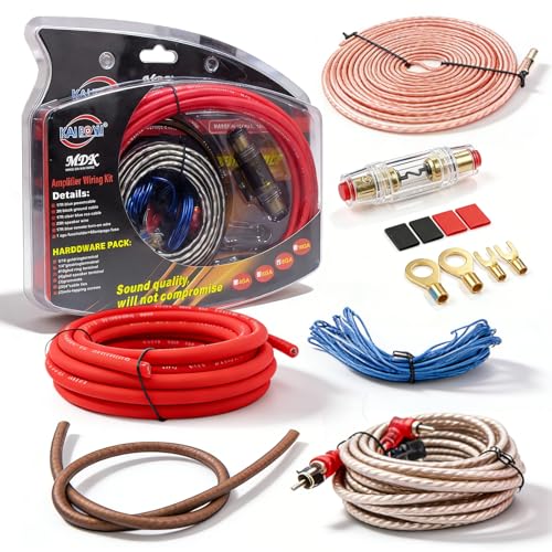Juego de cables de subwoofer BORDEAG y juego de cables para amplificador de coche de 5m