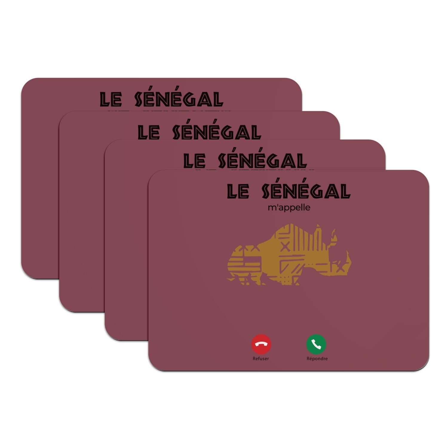 Sets de table en caoutchouc rouge grand format thème voyage Afrique
