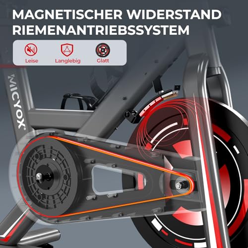 Ergometer Heimtrainer Fahrrad, TH-X3 Fitnessbikes mit Magnetischem Widerstand, Indoor Kardio Training, LCD Monitor mit IPad-Halterung Hometrainer 150 kg Belastbar – Bild 3