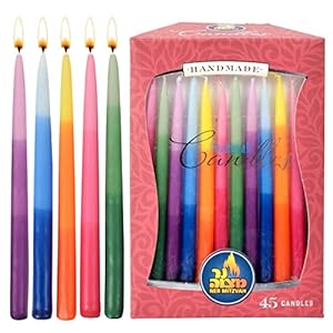 Nermitzvahdriplesschanukahcandlesstandardsizetricoloredhanukkahcandlesfitsmostmenorahspremiumqualitywaxforall8nightsofhanukkahcount45  Urban Country Home Decor Ner mitzvah dripless chanukah candles standard size tri colored hanukkah candles fits most menorahs premium quality wax for all 8 nights of hanukkah count 45  urban country home decor