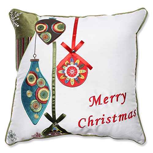 Pillow Perfect Merry Christmas Ornaments Throw Pillow, 16.5-Inch, Red/Green