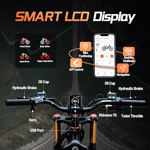 Image of 2026 eAhora Romeo Pro 3 /2 52-46 Mph Electric Bike for Adults, 6000W /4000W /2500W Dual Motor Ebike 60V 80Ah /52V 70Ah Battery 235+Miles Long Range, 26*4.0 inch /20*4.5 inch Fat Tire, Full Suspension, All Terrain