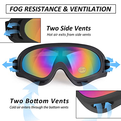 Image of Motorcycle Goggles 2 Pack with Neck Breathable Bandana Mask | ATV Dirt Bike Riding Racing, Wide Vision Windproof, UV400 Anti-Fog Scratch, for Adult Youth Kids