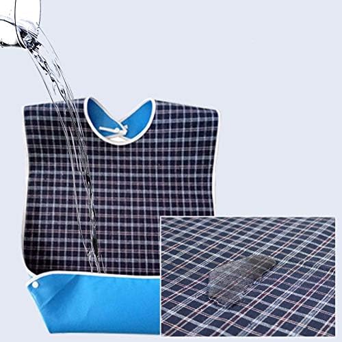 pengxiaomei Adult Bibs,Adult The Eldly Bib Adult Washable Dining Bibs for Elderly Blue