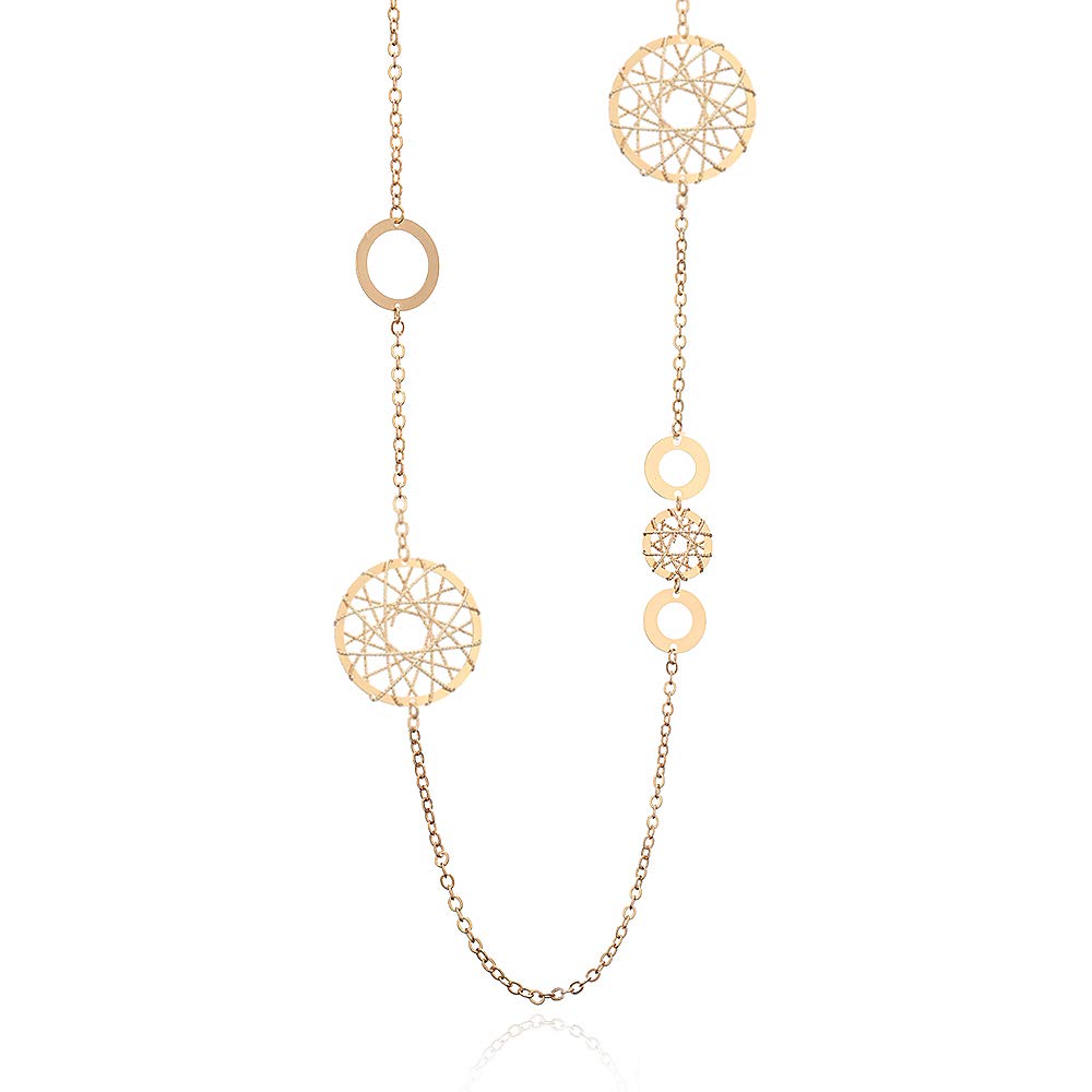 Ouran Collar largo para mujer, collar de hebras de círculo hueco, collar de cadena de oro rosa y plata, gran regalo para niñas, mamá, amigas