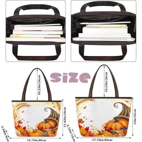 Large Tote Bag for Women Thanksgiving Decor Fall Weekender Bags Waterproof Hand Bag with Zipper and Handle Reusable Grocery Bags Casual Beach Tote Purse for Work Travel Vacation Shopping Gym2