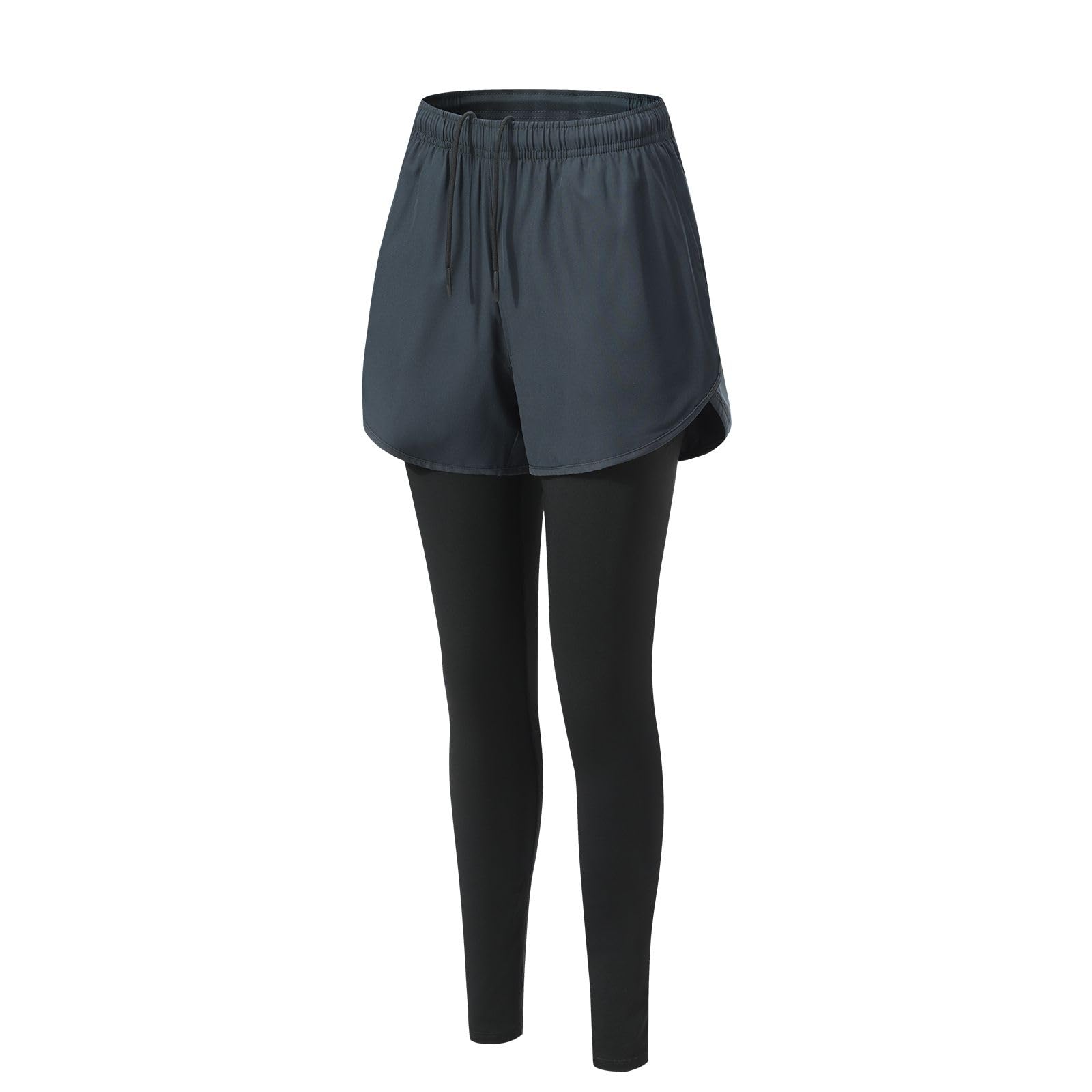 Valcatch Women's Running Pants with Multi Pocket High Waisted Workout Leggings 2 in 1 Yoga Compression Tights Board Shorts