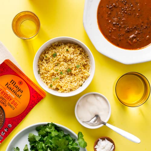 Image of Maya Kaimal Foods - Organic Indian Everyday Dal - Variety Pack 10oz - Red Lentil, Black Lentil, Green Split Pea - Fully Cooked - Vegan - Microwavable - Ready to Eat Meals - Pack of 3