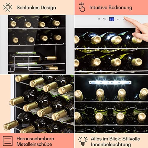 Klarstein Weinkühlschrank, 1 Zonen Getränkekühlschrank Klein, Freistehender Kleiner Weinschrank, 53L Wein-Kühlschrank mit Glastür, Indoor/Outdoor Flaschenkühlschrank, Wine Fridge 20 Flaschen – Bild 6