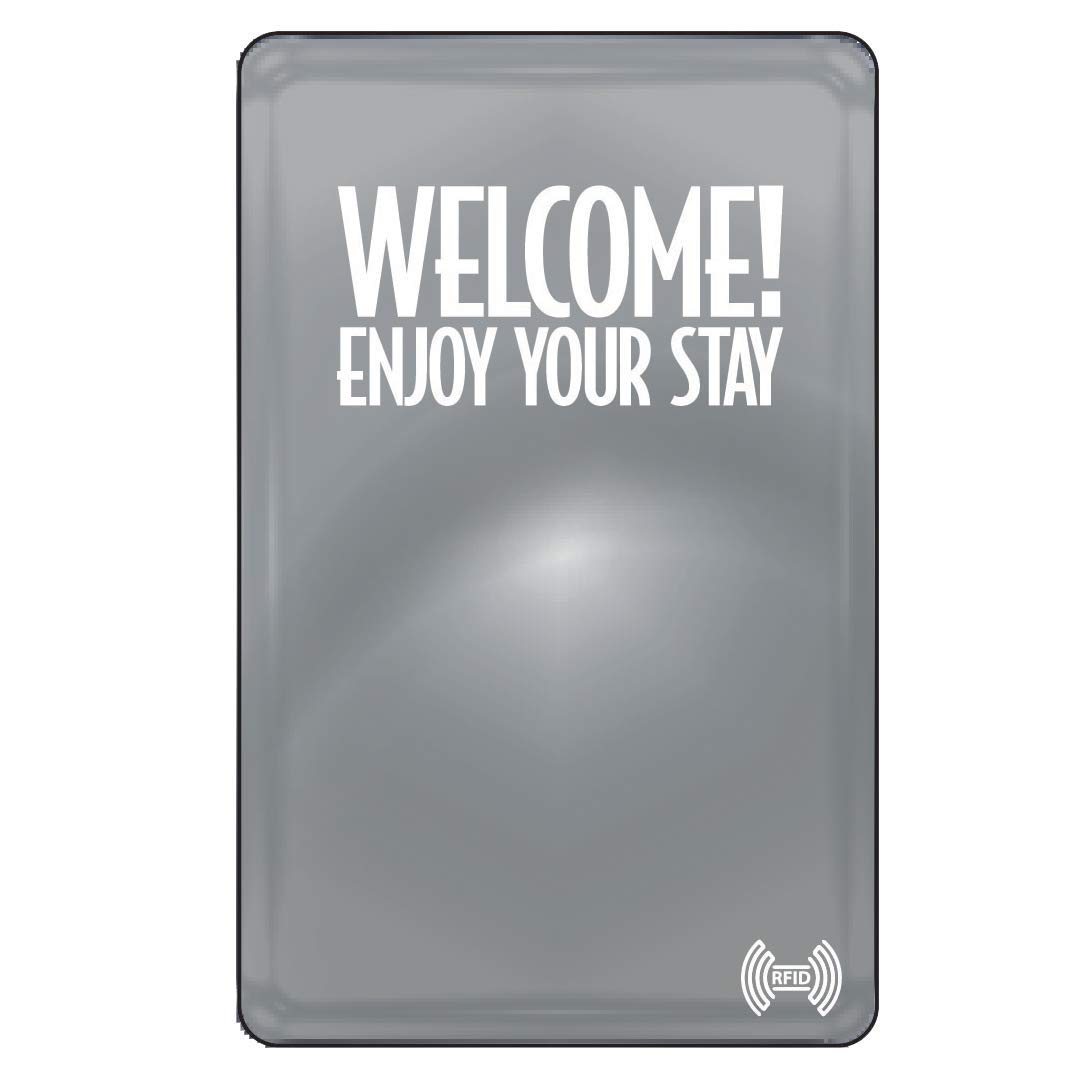 Hotel & Resort, RFID (Classic 1K) PVC Key Cards (Box of 500) - Welcome! (Gray) - Compatible with Older Onity, Saflok, Dormakaba, Miwa, & Securelox