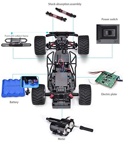 Simrex A130 Rc Cars High Speed 20Mph Scale Rtr Remote Control Brushed Monster Truck Off Road Car Big Foot Rc 2Wd Electric Power Buggy W/2.4G Challenger Blue #TOP5
