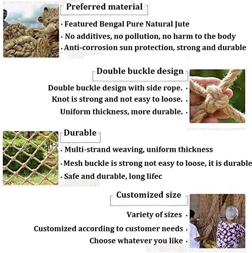 Kids Climbing Hammock with Safety Net - Outdoor Hemp Rope Play Set for Secure Fun & Adventure, 20CM Mesh, 4x6M Balcony Protection