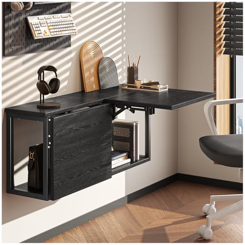 La mejor selección de Escritorio Armable - solo los mejores. 47 SIMPLE HOGAR Escritorio Flotante,Escritorio Plegable Pared,Escritorio de Pared,Escritorio Flotante con Estante de Almacenamiento,2 Piezas. (Negro, 42 * 52 CM)